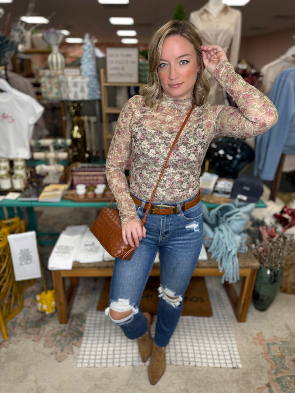 Floral Mesh Top [MULTIPLE COLORS]