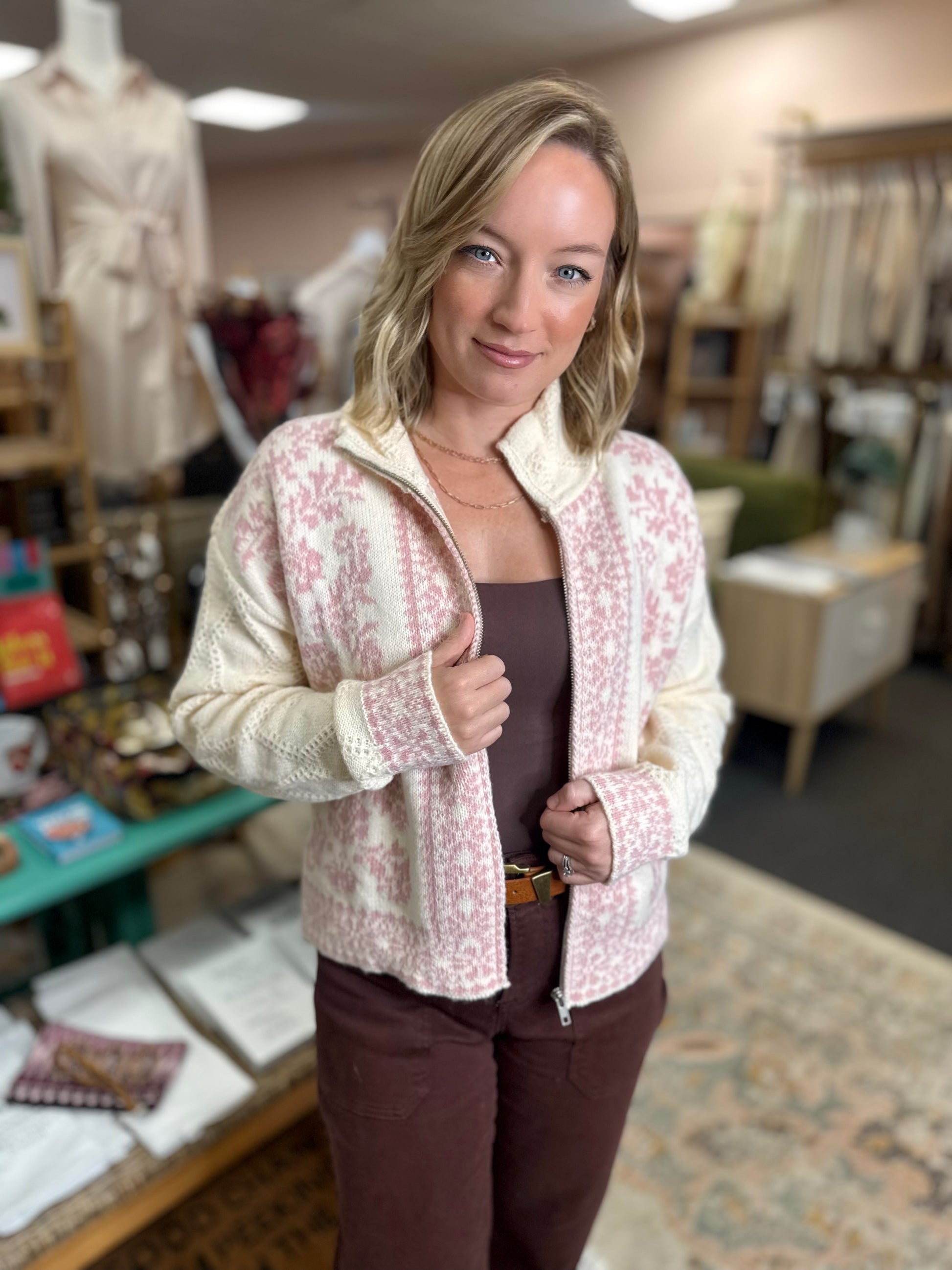 Ski Season Zip Up Cardigan