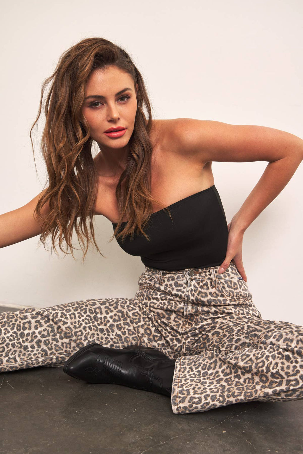 Leopard Super High Rise Dad Jean