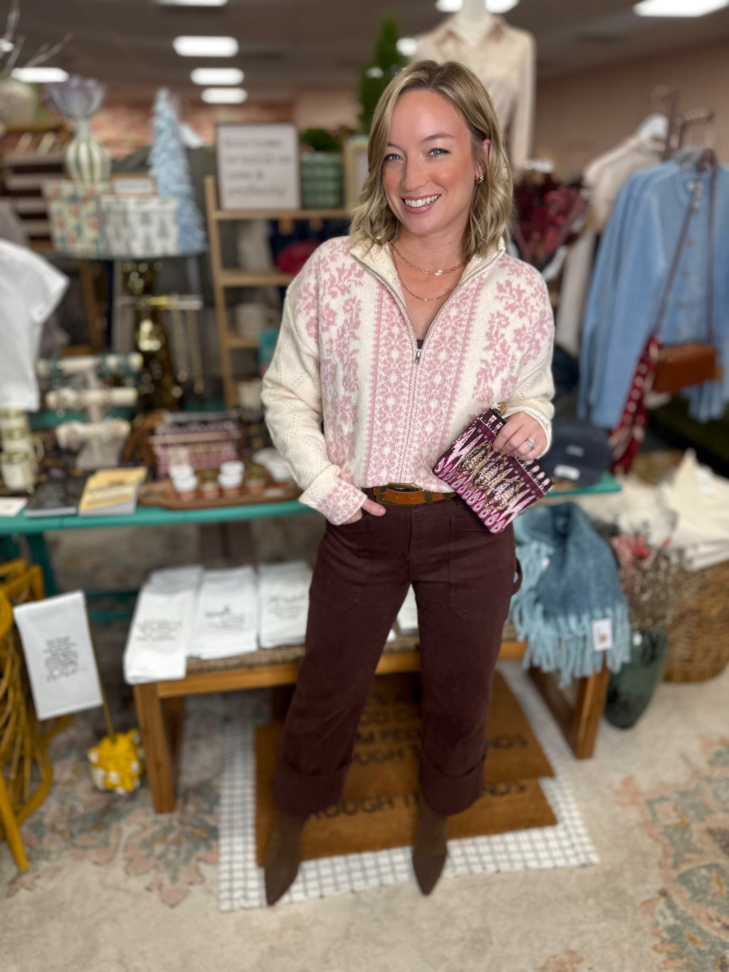 Ski Season Zip Up Cardigan