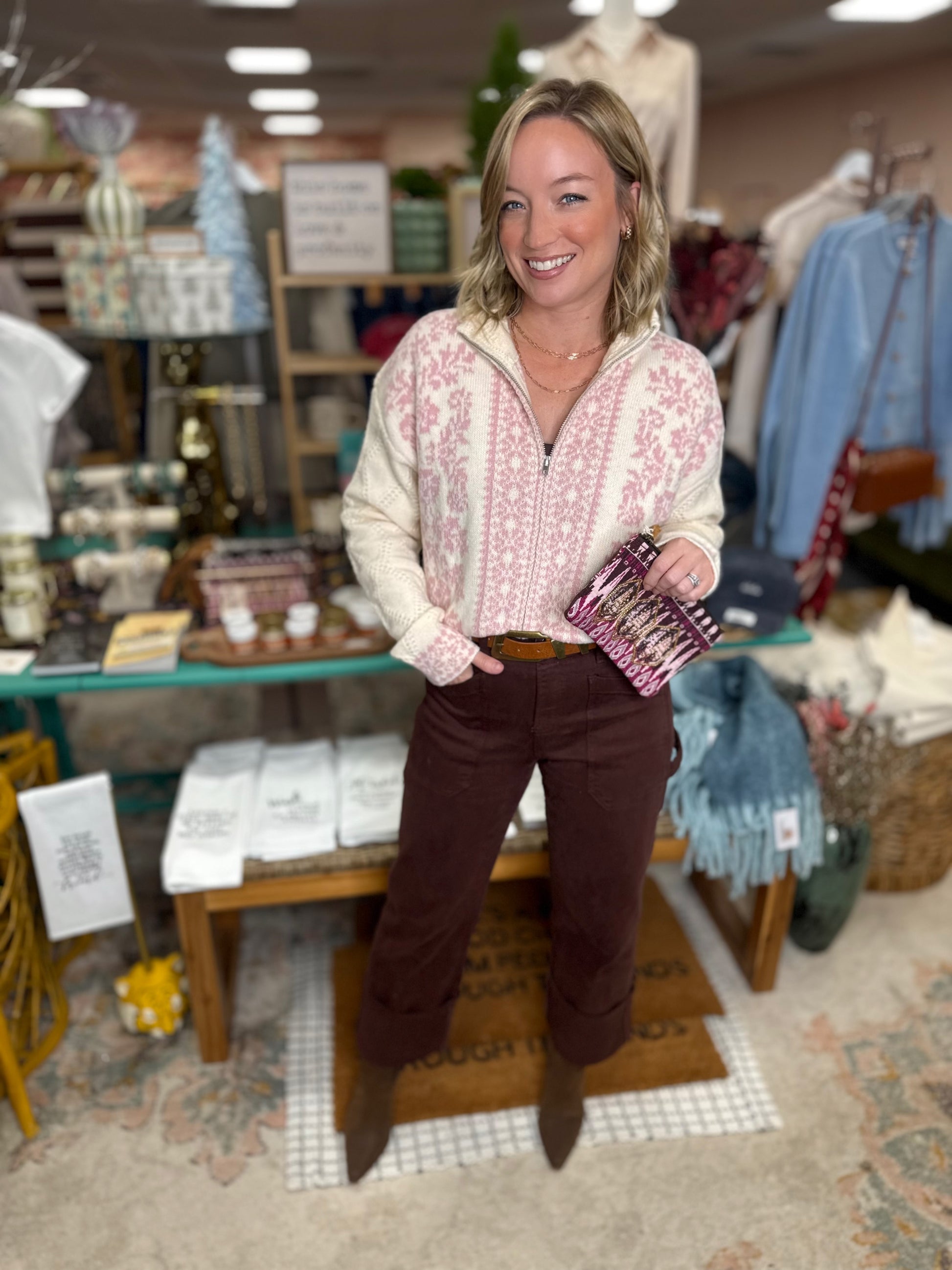 Ski Season Zip Up Cardigan