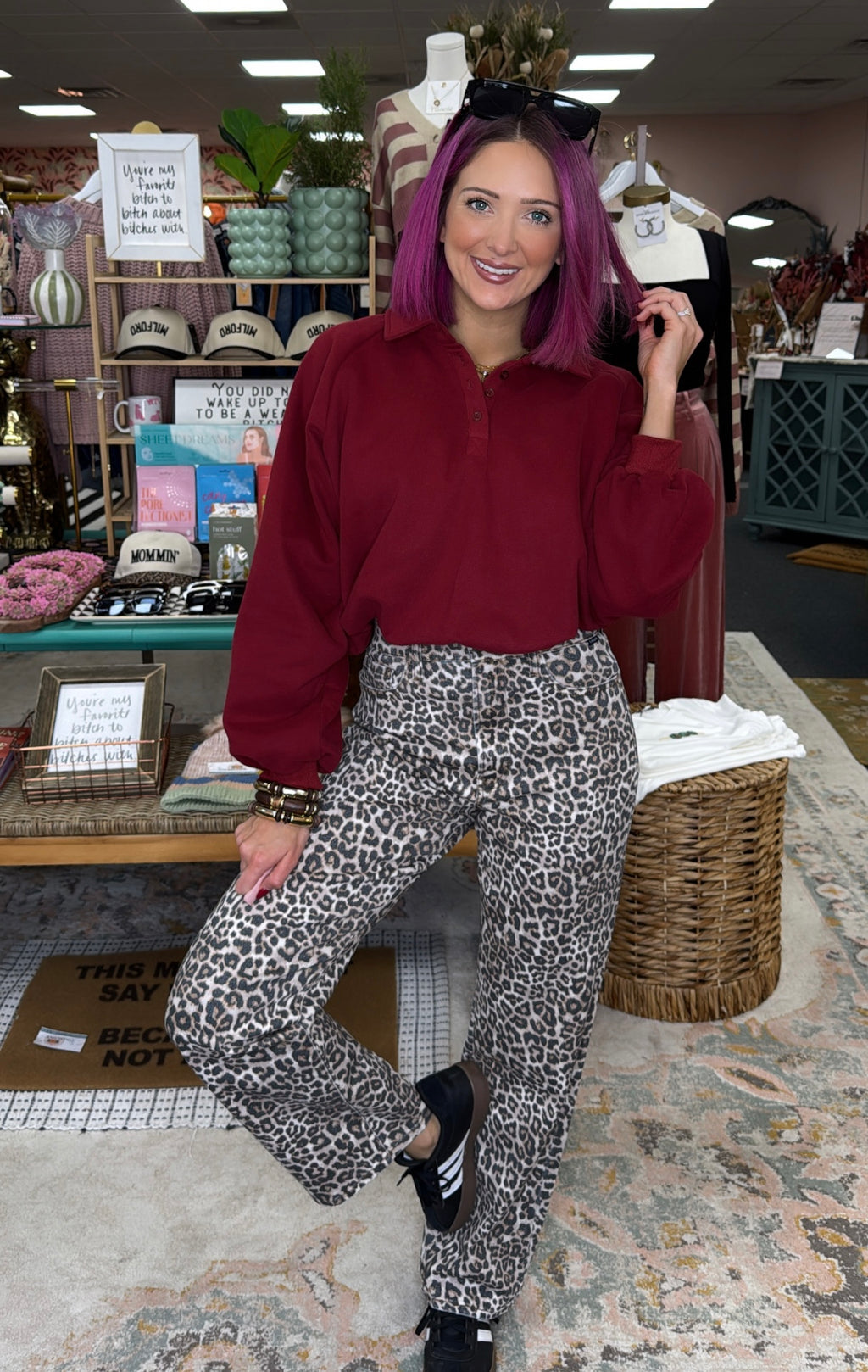 Leopard Super High Rise Dad Jean