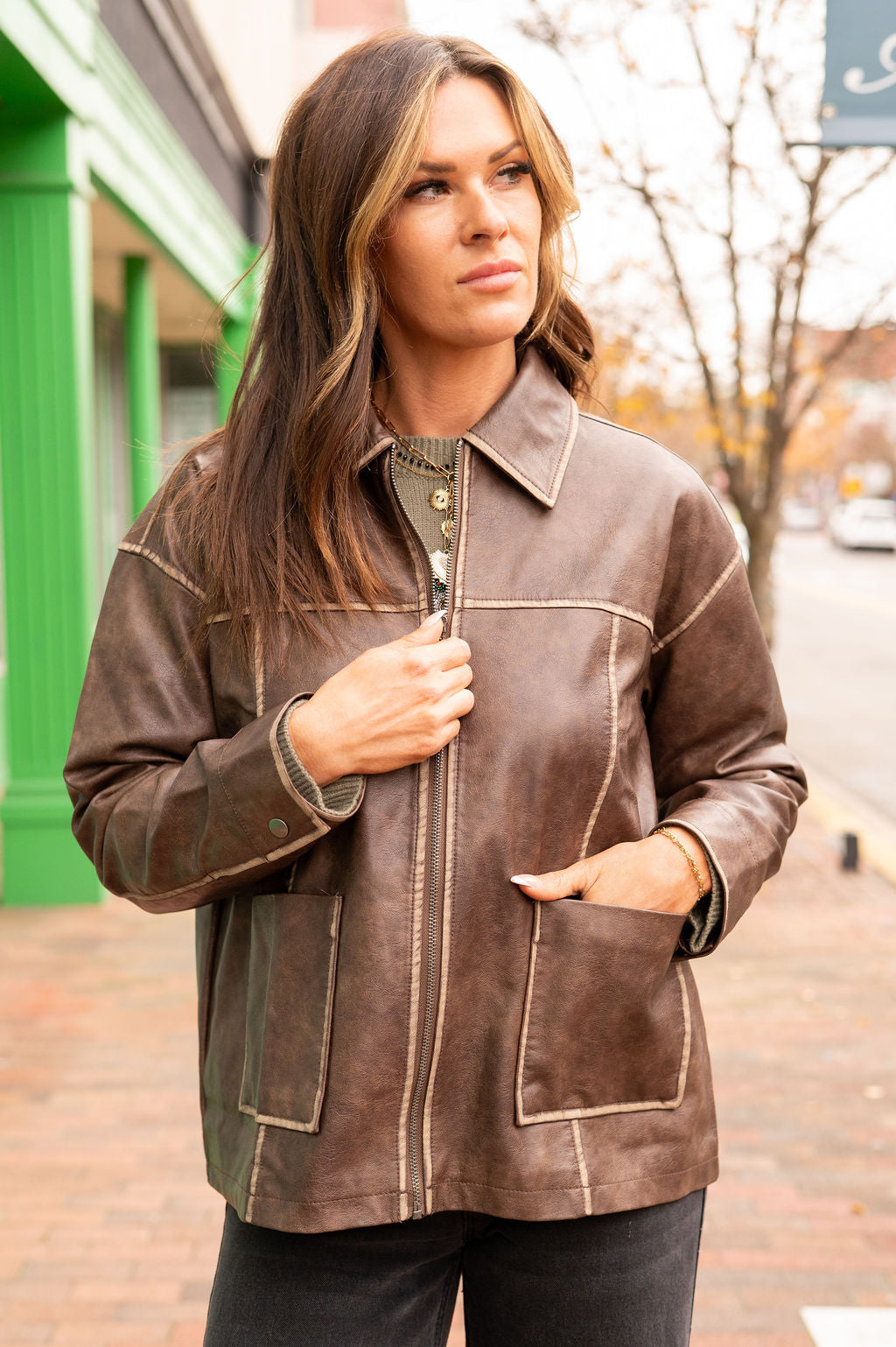 Little Edge Faux Leather Jacket