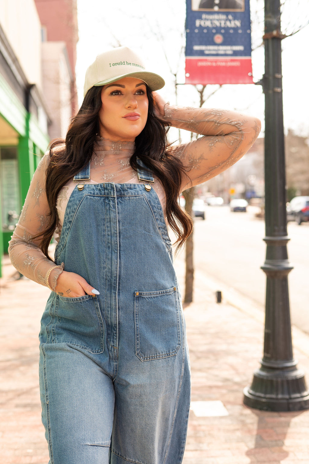 Western Wide Leg Denim Overalls