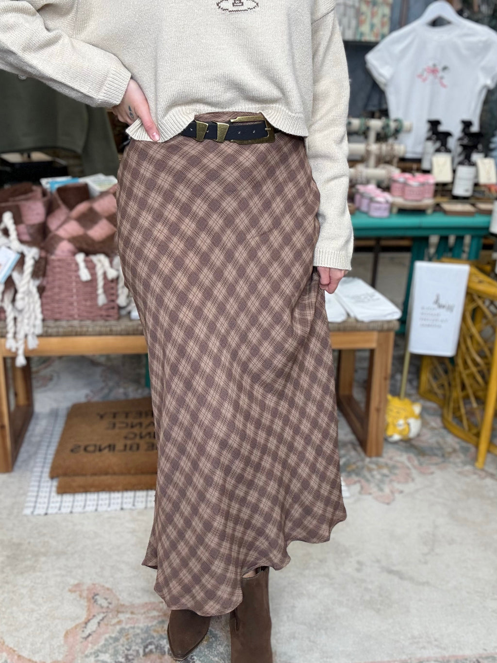 Own It Plaid Midi Skirt