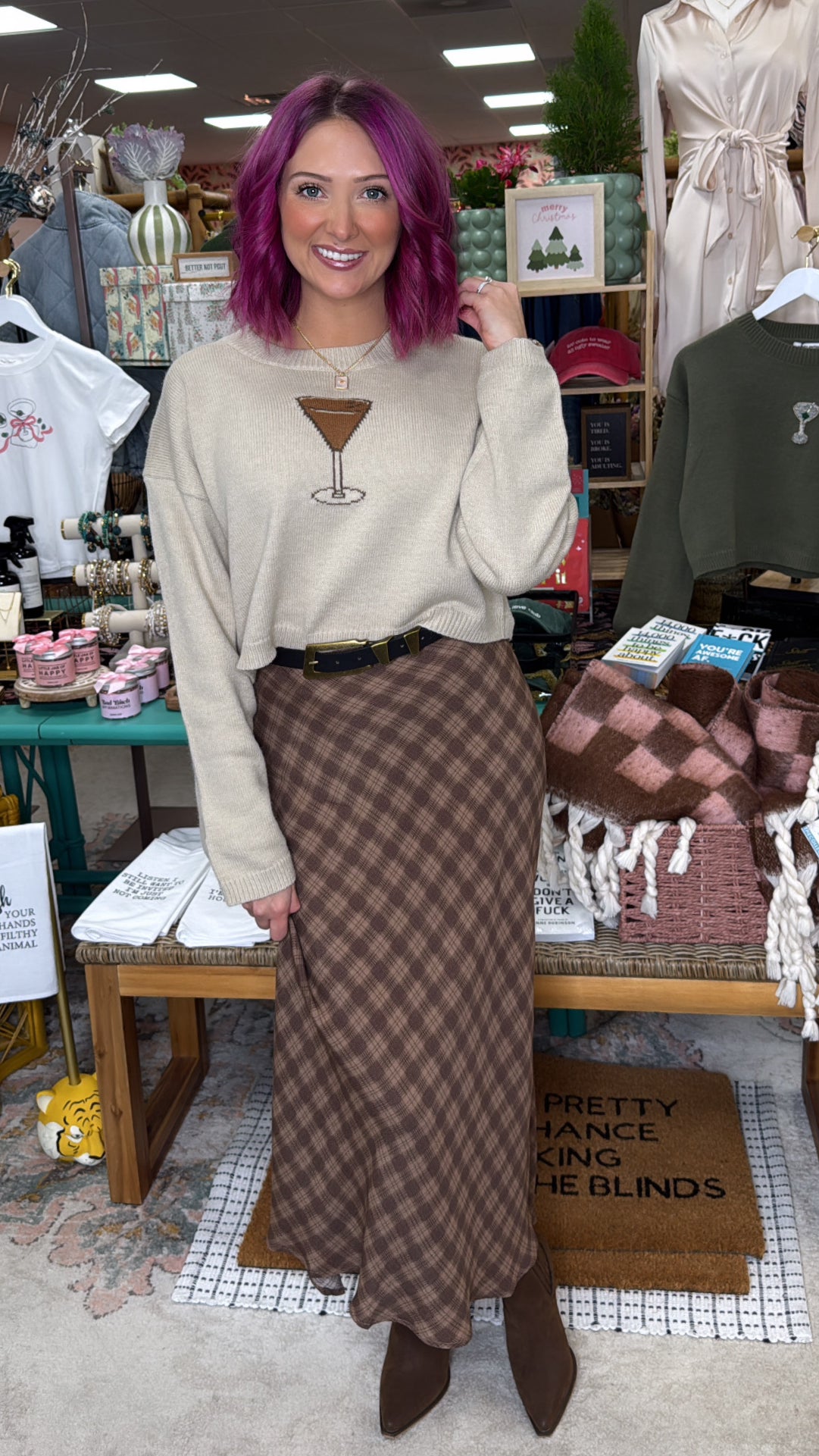 Own It Plaid Midi Skirt